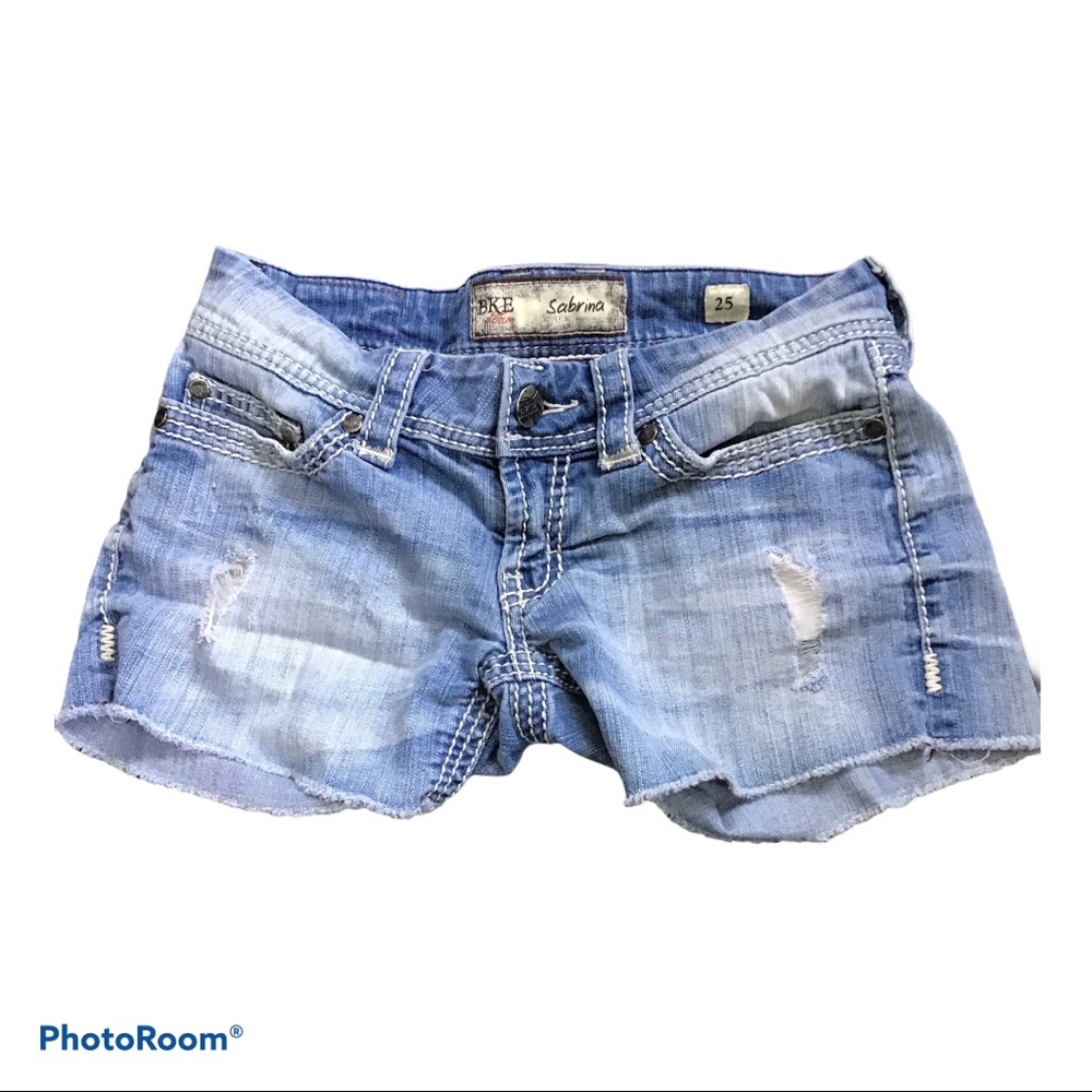 BKE booty Jean distress shorts